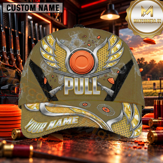 Maxcorners Winged Clay Target Emblem Clay Shooting Personalized Name 3D Cap