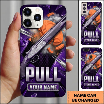 Maxcorners Purple Lightning Shotgun Pull Clay Target Personalized Name Trap Shooting Phone Case