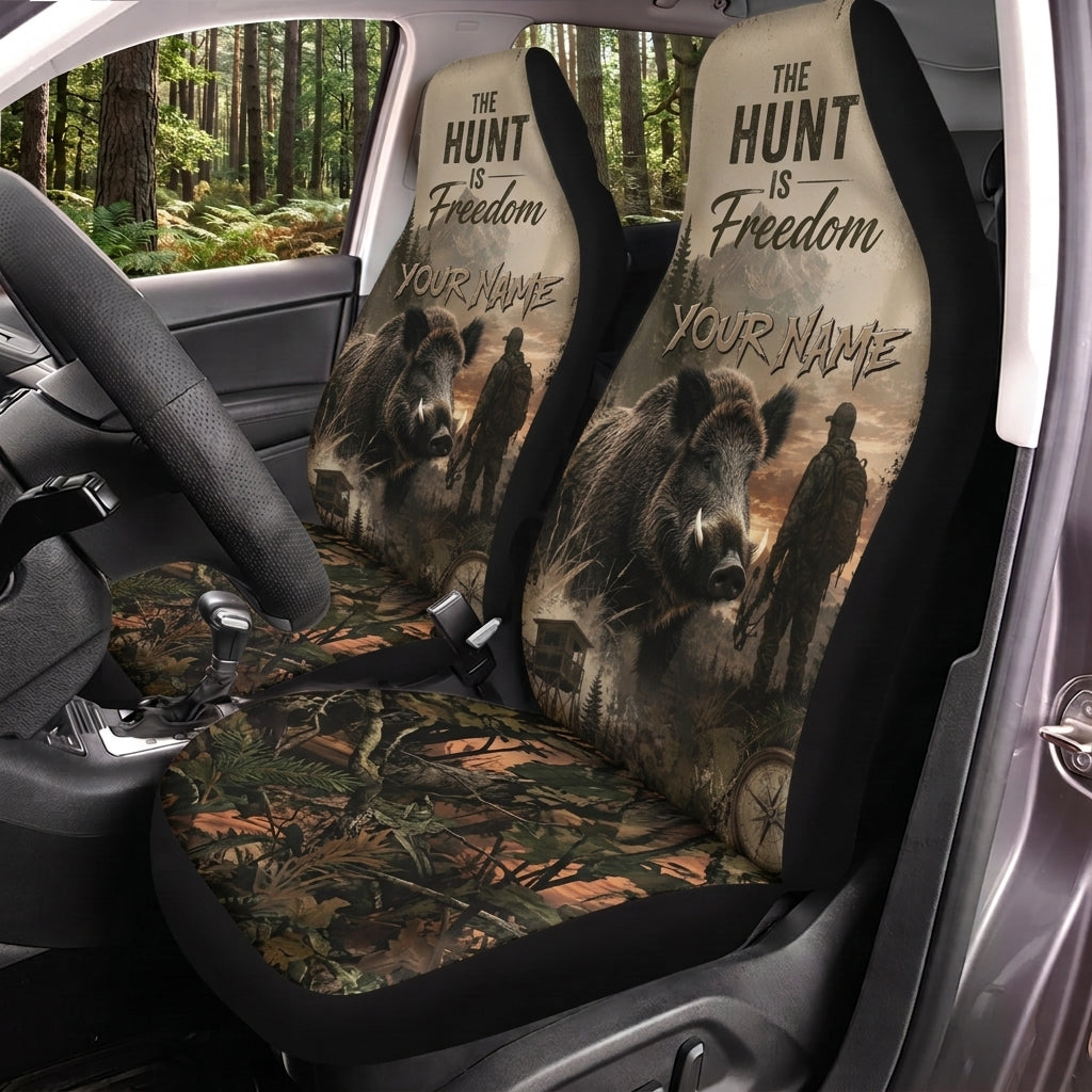 Maxcorners Bear Hunting The Hunt Is Freedom Forest Personalized Name Car Seat Covers
