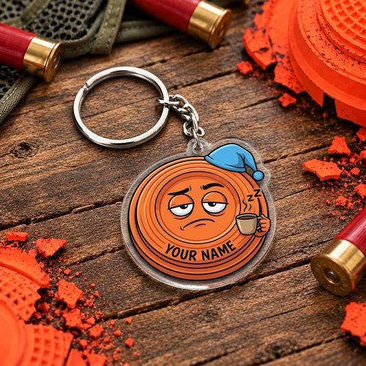 Maxcorners Funny Sleepy Clay Target Nightcap Trap Shooting Personalized Name Acrylic Keychain