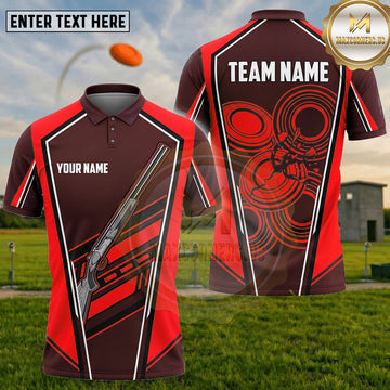 (5 Colors) Maxcorners Trap Shooting Shotgun Clay Target Technical Line Art Multiple Options Personalized Name, Team Name 3D Shirt