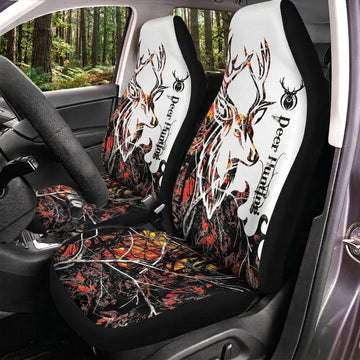 Maxcorners Deer Hunting Orange Skull Camo Car Seat Covers