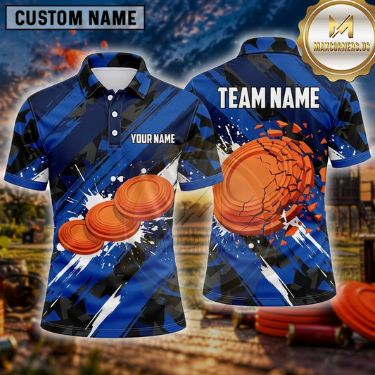 Maxcorners Trap Shooting Shirt Clay Shooting Shattered Geometric Pattern Multiple Options Personalized Name, Team Name 3D Shirt