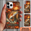 Maxcorners Fishing Autumn Lake Sunset Artwork Multiple Options Personalized Name Phone Case (13 Fish Species)