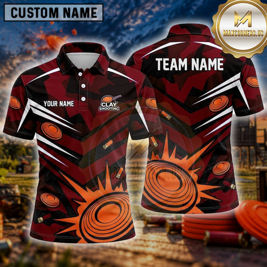 Maxcorners Trap Shooting Shirt Clay Shooting Dynamic Target Burst Multiple Options Personalized Name, Team Name 3D Shirt