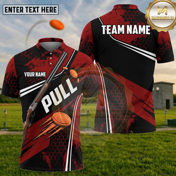 (5 Colors) Maxcorners Trap Shooting PULL Shotgun Clay Target Honeycomb Stripes Multiple Options Personalized Name, Team Name 3D Shirt