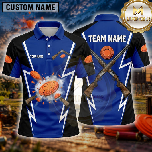 Maxcorners Trap Shooting Shirt Crossed Rifles Lightning Multiple Options Personalized Name, Team Name 3D Shirt