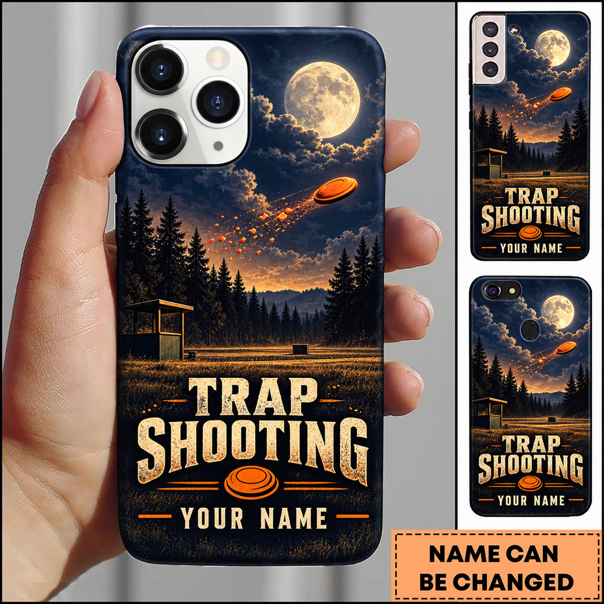 Maxcorners Trap Shooting Moonlight Range Landscape Personalized Name 3D Phone Case