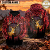 Maxcorners Whitetail Buck Autumn Forest Camo Personalized Name 3D Hoodie