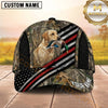 Maxcorners Black Red Silver Racing Stripe Camo Duck Hunting With Dogs Multi Options Personalized Name 3D Cap