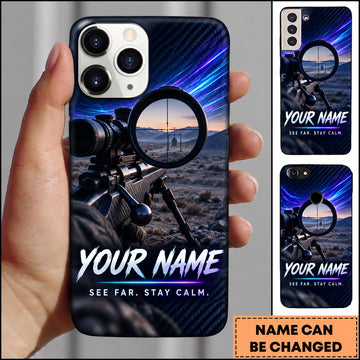Maxcorners Long Range Shooting See Far Stay Calm Scope Design Personalized Name 3D Phone Case