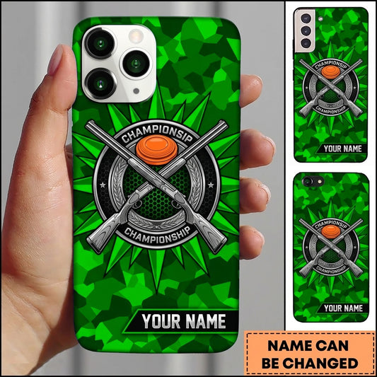 Maxcorners Championship Clay Emblem Crossed Shotguns Personalized Name Trap Shooting Phone Case