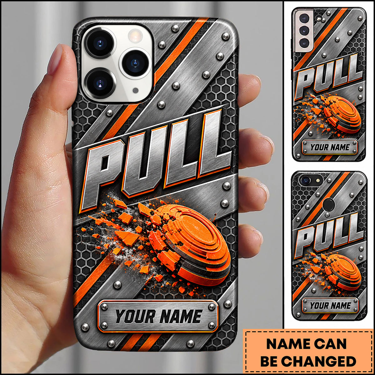 Maxcorners Trap Shooting Riveted Steel Pull Clay Target Personalized Name 3D Phone Case