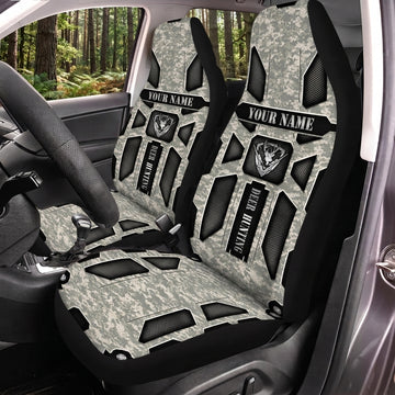 Maxcorners Hunting Tactical Armor Gray Camo Personalized Name Car Seat Covers