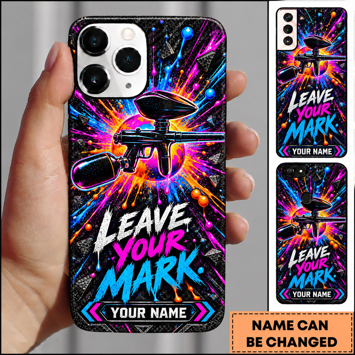 Maxcorners Paintball Leave Your Mark Speedball Mask Personalized Name 3D Phone Case