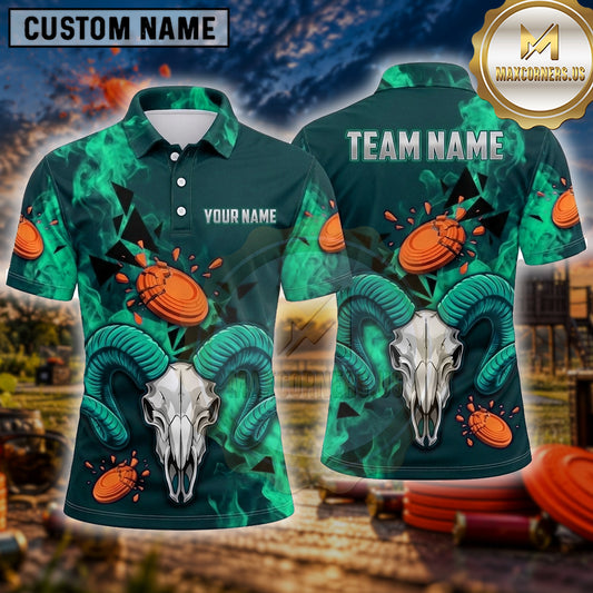 Maxcorners Trap Shooting Shirt Ram Skull Multiple Options Personalized Name, Team Name 3D Shirt