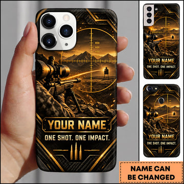 Maxcorners Long Range Shooting One Shot One Impact Marksman Design Personalized Name 3D Phone Case