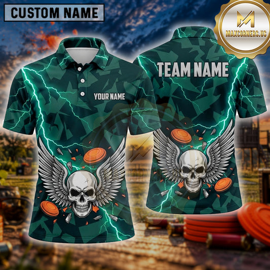Maxcorners Trap Shooting Shirt Skull Wings Multiple Options Personalized Name, Team Name 3D Shirt