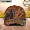 Maxcorners Rustic Brown Leather Cross Panel Duck Hunting With Dogs Multi Options Personalized Name 3D Cap