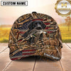 Maxcorners Rustic Woodland Camo Perforated Flag Duck Hunting Dog Cap, Multiple Breeds Personalized Name 3D Cap