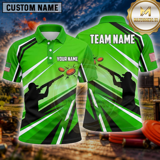 Maxcorners Trap Shooting Shirt Clay Shooting Dynamic Sports Stripes Multiple Options Personalized Name, Team Name 3D Shirt