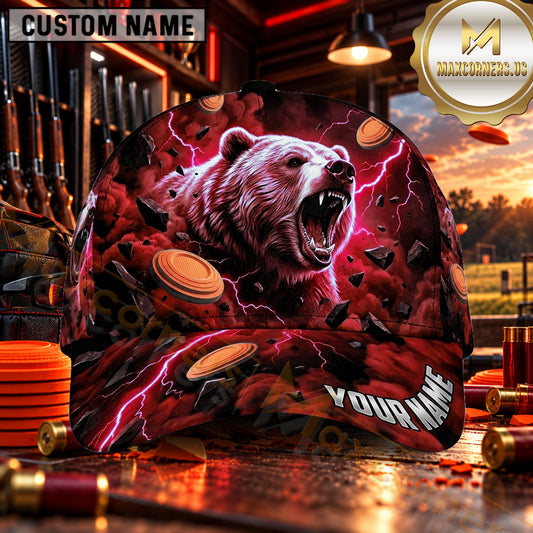 Maxcorners Roaring Bear Clay Targets Clay Shooting Personalized Name 3D Cap