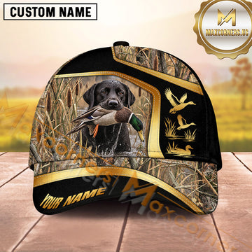 Maxcorners Dog Hunting And Duck Hunting Marsh Grass Side Panel Multiple Options Personalized Name 3D Cap