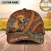 Maxcorners Rustic Brown Leather Cross Panel Duck Hunting With Dogs Multi Options Personalized Name 3D Cap