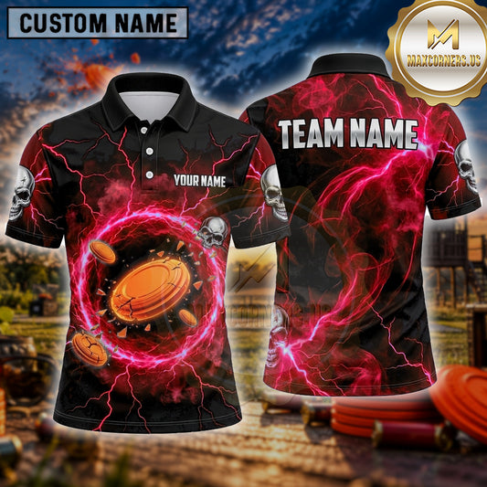 Maxcorners Trap Shooting Shirt Clay Target Shooting Lightning Vortex Multiple Options Personalized Name, Team Name 3D Shirt