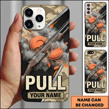 Maxcorners Desert Camouflage Shotgun Exploding Clay Target Personalized Name Trap Shooting Phone Case
