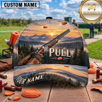 Maxcorners Trap Shooting Shotgun Sport Motion Clay Targets Pull Graphic Multiple Options Personalized Name 3D Cap