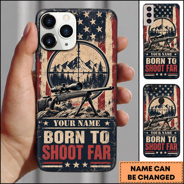 Maxcorners Long Range Shooting Born To Shoot Far American Flag Personalized Name 3D Phone Case