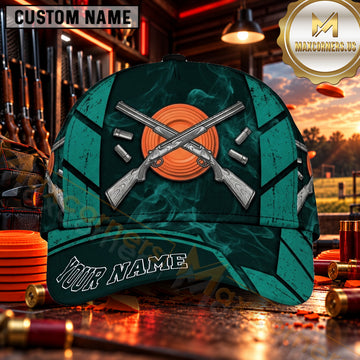 Maxcorners Crossed Shotguns Geometric Target Trap Shooting Personalized Name 3D Cap
