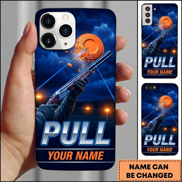 Maxcorners Blue Lightning Range Shooter Pull Clay Target Personalized Name Trap Shooting Phone Case