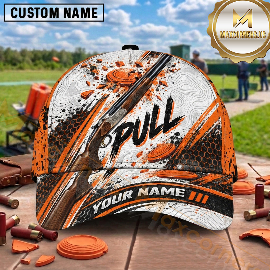 Maxcorners Trap Shooting Shotgun Sunset Forest Camo Pull Graphic Multiple Options Personalized Name 3D Cap