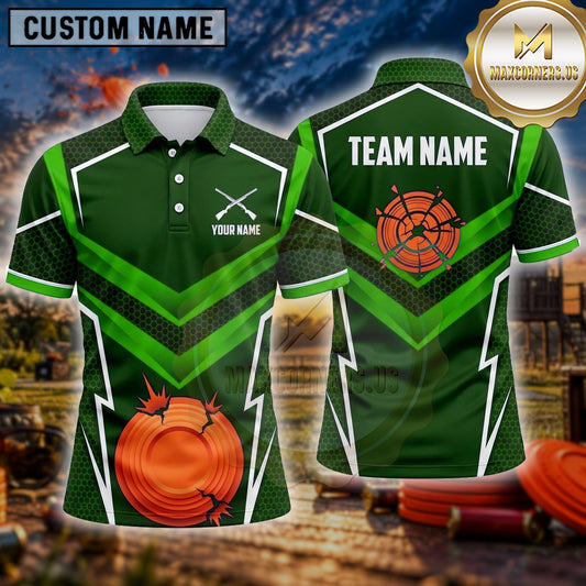 Maxcorners Trap Shooting Shirt Clay Target Shooting Speed Lines Multiple Options Personalized Name, Team Name 3D Shirt
