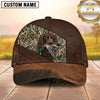 Maxcorners Rustic Leather Diagonal Marsh Camo Duck Hunting With Dogs Multi Options Personalized Name 3D Cap