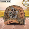 Maxcorners Dog Hunting And Duck Hunting Flying Birds Leather Artwork Multiple Options Personalized Name 3D Cap