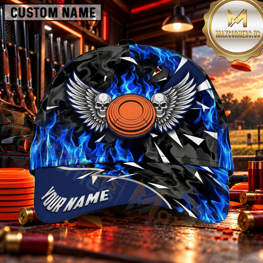 Maxcorners Flaming Winged Clay Target Trap Shooting Personalized Name 3D Cap