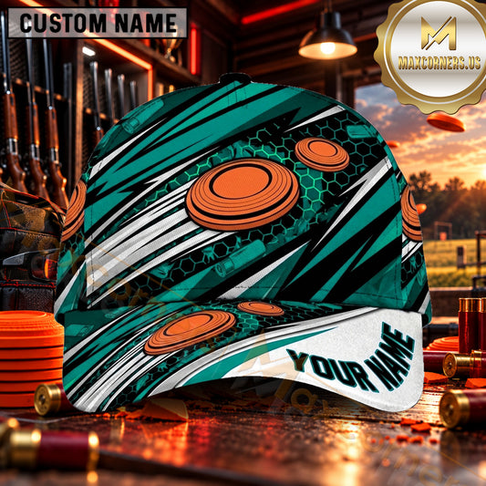 Maxcorners Abstract Racing Stripe Clay Targets Trap Shooting Personalized Name 3D Cap