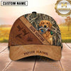 Maxcorners Rustic Leather Duck Hunting Cross Panel Duck Hunting With Dogs Multi Options Personalized Name 3D Cap