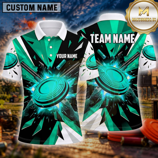 Maxcorners Trap Shooting Shirt Clay Shooting Shattered Geometric Multiple Options Personalized Name, Team Name 3D Shirt