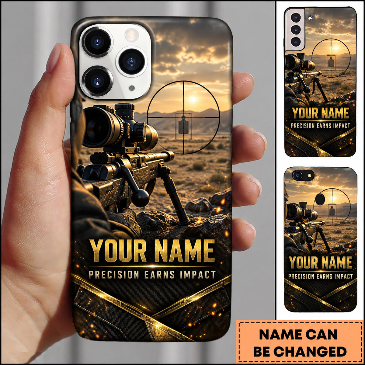 Maxcorners Long Range Shooting Precision Earns Impact Marksman Personalized Name 3D Phone Case