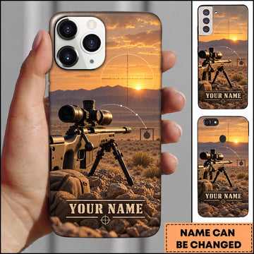 Maxcorners Long Range Shooting Sunset Desert Precision Rifle Personalized Name 3D Phone Case