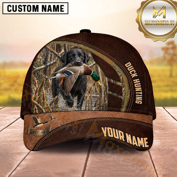 Maxcorners Dog Hunting And Duck Hunting Rustic Wetland Camouflage Multiple Options Personalized Name 3D Cap