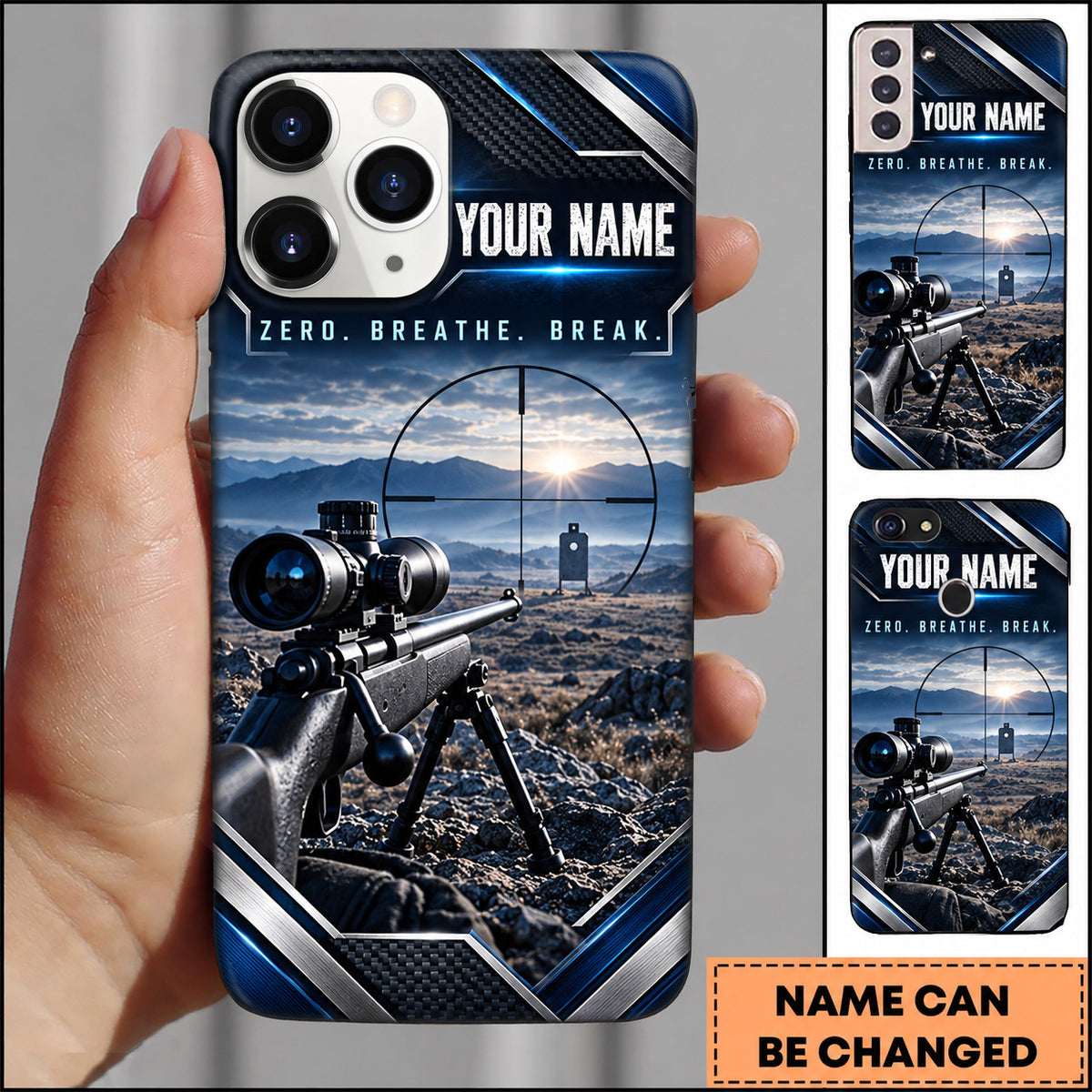 Maxcorners Long Range Shooting Zero Breathe Break Precision Rifle Personalized Name 3D Phone Case