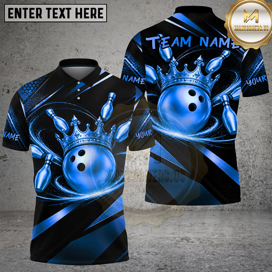 Maxcorners Bowling King Crown Luxury Swirl Multiple Options Personalized Name, Team Name 3D Shirt