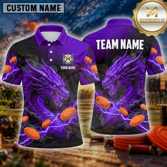 Maxcorners Trap Shooting Shirt Dragon Twin Fire Breathing Multiple Options Personalized Name, Team Name 3D Shirt