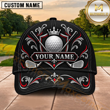 Maxcorners Golf Ball Crown Ornamental Crest Design Multiple Options Personalized Name 3D Cap