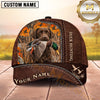 Maxcorners Dog Hunting And Duck Hunting Rustic Leather Woodland Artwork Multiple Options Personalized Name 3D Cap